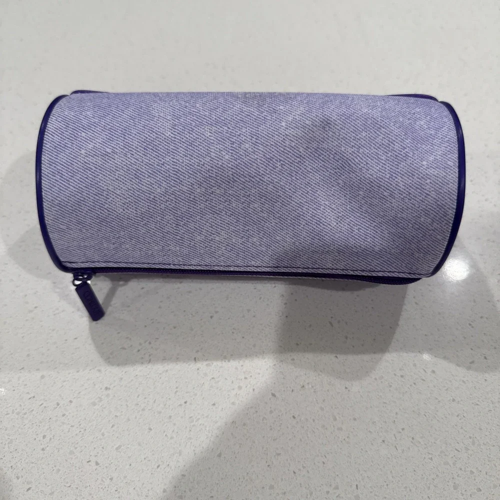 Clinique Small Lavender & Purple Cosmetic Makeup Bag Zip Cylinder Shape New